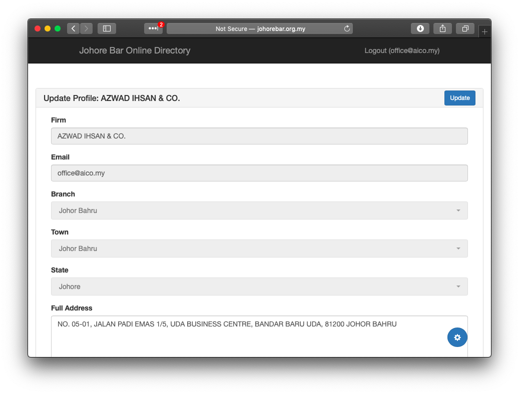 Johore Bar Directory User Guide Johore Bar Committee